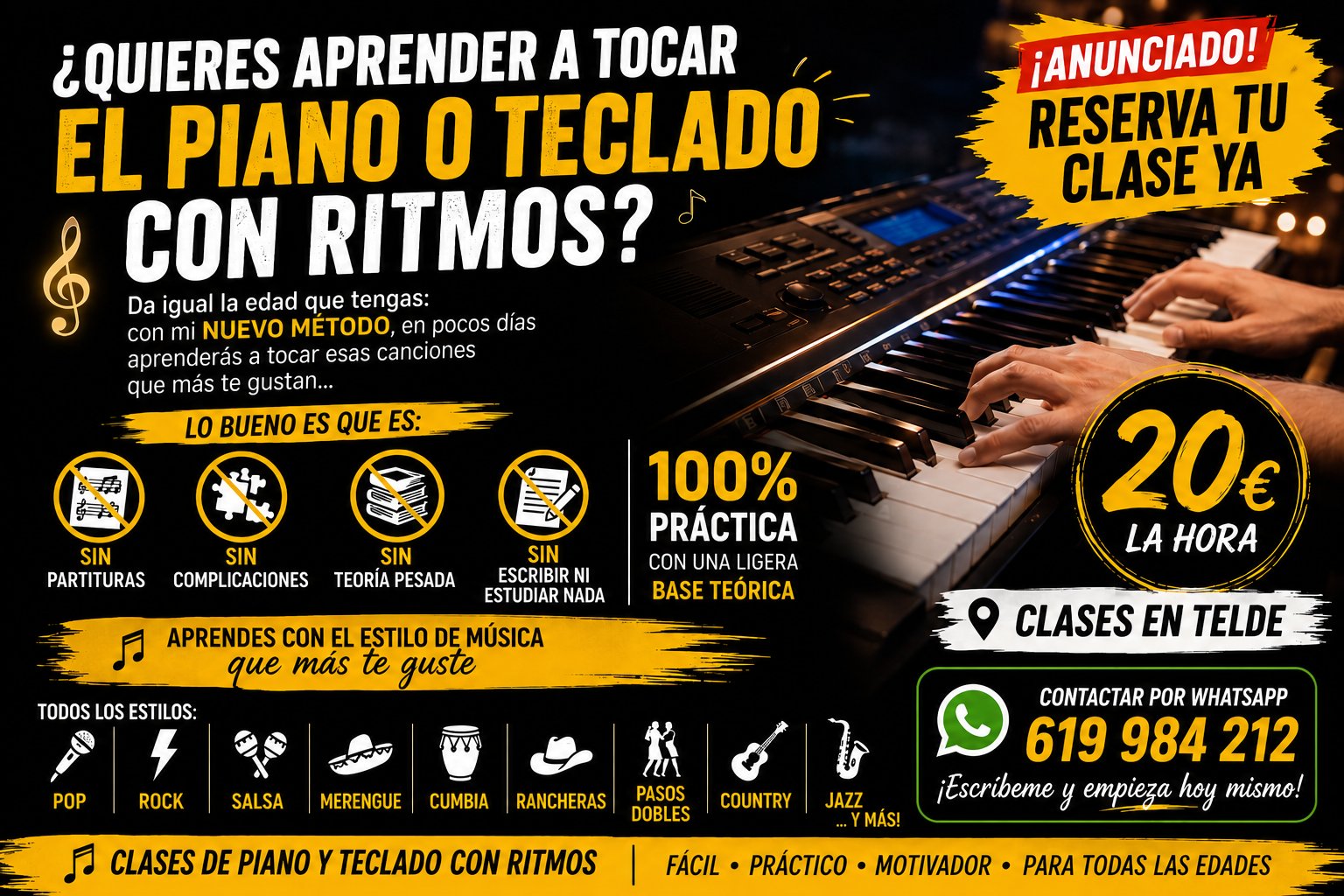 Clases de piano y teclado con ritmos